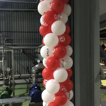 Арка из воздушных шаров с логотипом компании