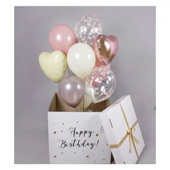Коробка-сюрприз с воздушными шарами